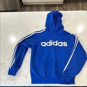 Adidas Blue Hoodie with White Stripes